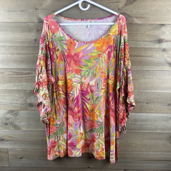 Cato Tops - Cato Womens Shirt Short Split Flare Sleeve Floral Colorful Size 22 24‎